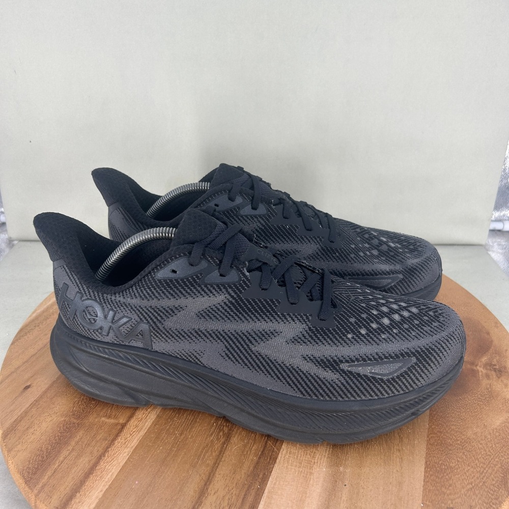 Hoka Clifton 9 Mens Running Shoes Black Anthracite Sneakers Size 12 2E Wide